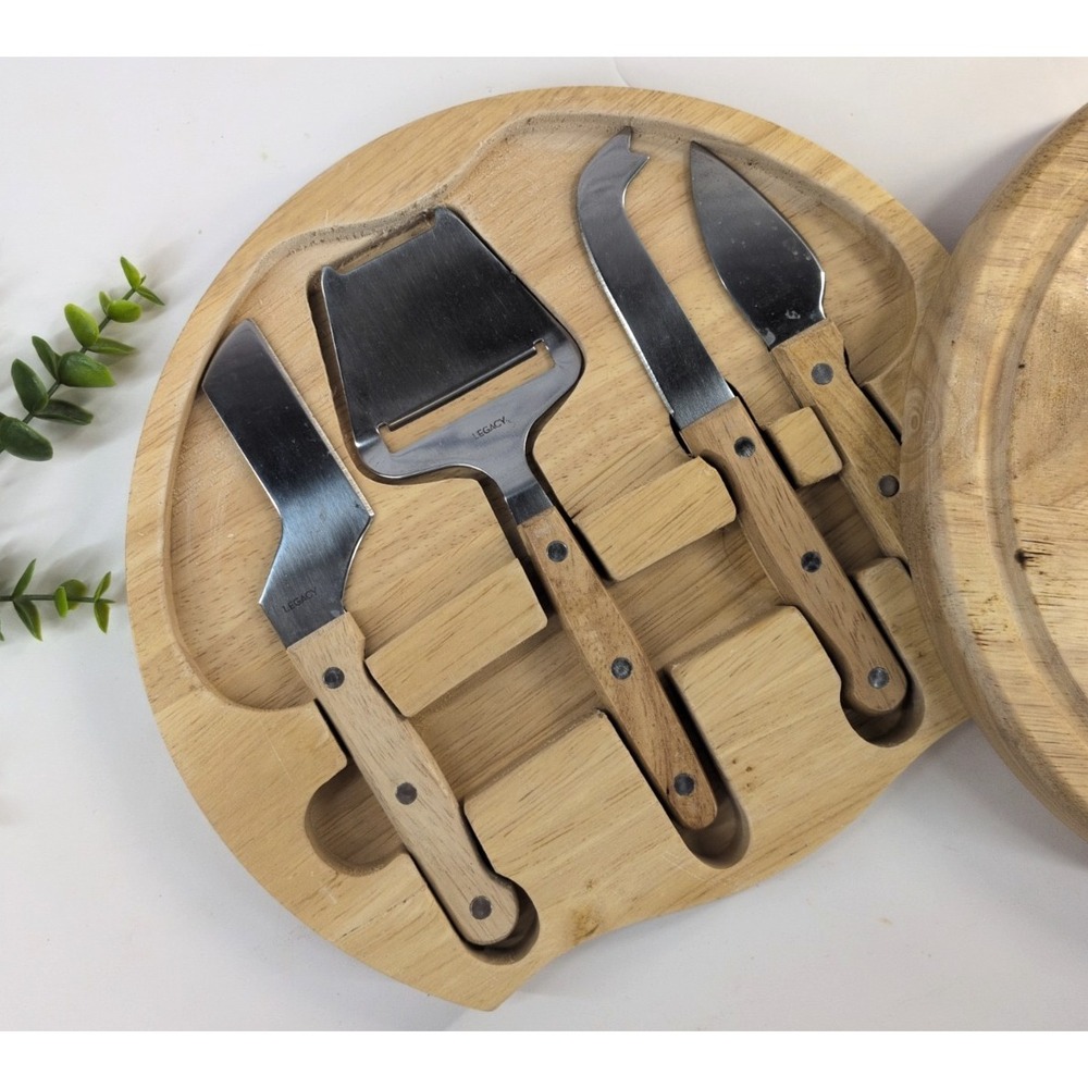 WOODEN🧀Sourdough Cheese Sausage Cutting Board Sliding Legacy Knives Portable